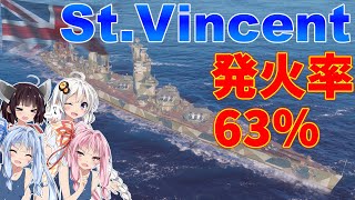 【WoWS】主砲457mm発火率63% 英戦第2ツリー新登場！ 猪突猛進海戦日記その100  St Vincent