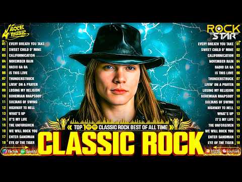 Guns N' Roses, ACDC, Bon Jovi, Metallica, Nirvana, Queen 🎶 Classic Rock Songs 70s 80s 90s Full Album