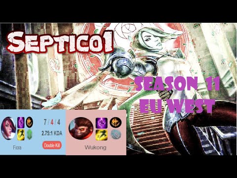 Fiora vs Wukong Top Gameplay in Season 11 EU West GrandMaster Master Septico1 League of Legends 1000