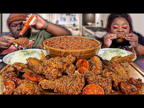 CANDIED YAM FRIED CHICKEN AND CREAMY RED BEANS & RICE!!! | MUKBANG EATING SHOW