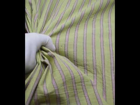 Stripe Green Pink Pure Cotton 95 GSM Handwoven Fabric — video