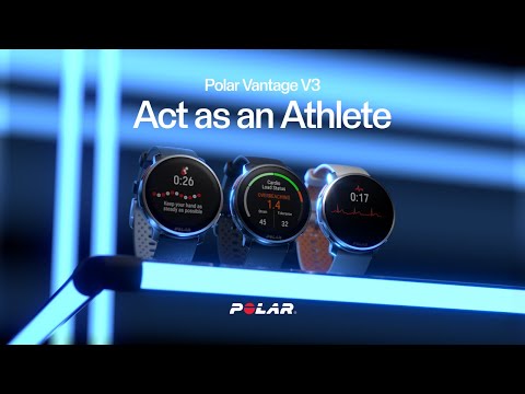 Išmanusis laikrodis Polar Vantage V3 S/L. Sidabrinės spalvos korpusas su melsvos spalvos dirželiu video