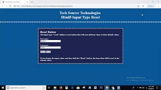 Html5 Input Type Reset | Input type = reset | Html5 Input types Tutorial