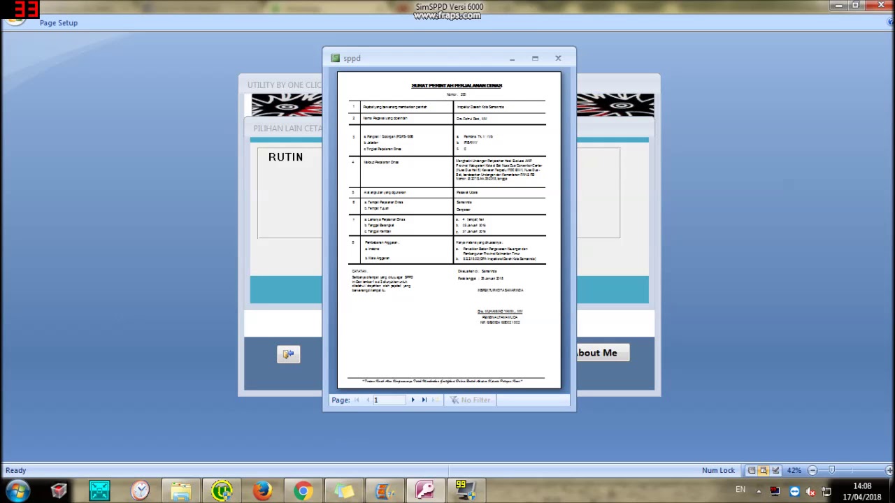 Aplikasi SPPD - Cetak Form SPPD