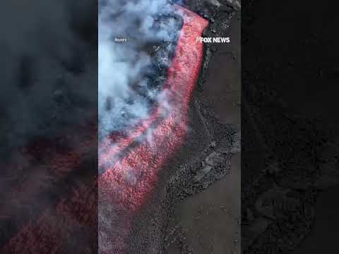 Drone footage shows an incredible lava river #shorts #news #new #watch #viral
