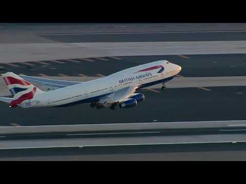 British Airways Boeing 747-400 take-off from Phoenix Sky Harbor (PHX) with full ATC [High Quality]