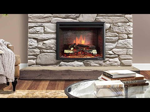 PuraFlame 33" Western Electric Fireplace Insert with Remote Control, 750/1500W, Black