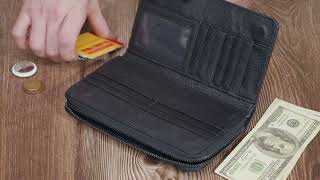 Чоловічий клатч із блоком для карт з натуральної шкіри ST Leather 22694 чорний