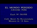 EL MUNDO PERDIDO JURASSIC PARK 1997 Intro VHS España