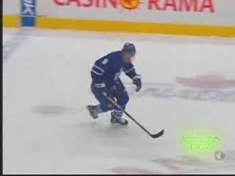 Mark Bell Hits Daniel Alfredsson - Sens at Leafs - Apr 3 08
