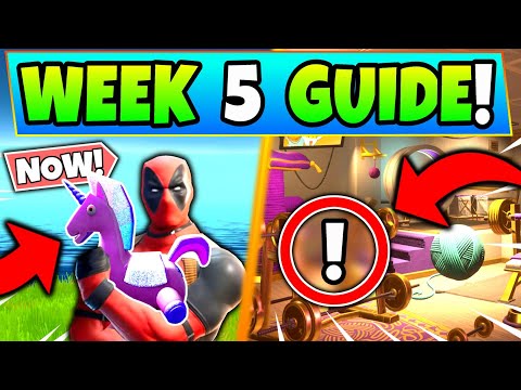 Fortnite DEADPOOL WEEK 5 CHALLENGES: STUFFED UNICORN & BRIDGES! - How to Get Deadpool Battle Royale