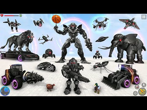 Elephant Robot Vs Lion Robot Transform War: Multi Animal Robot Car Game 2023 - Android iOS Gameplay