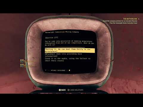 Fallout 76 Hornwright senior executive exam answers