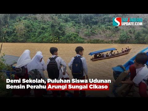Demi Sekolah, Puluhan Siswa Udunan Bensin Perahu Arungi Sungai Cikaso