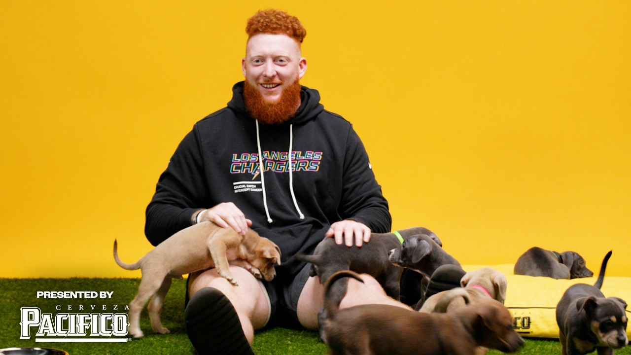NFL Player Does Interview With Puppies | LA Chargers