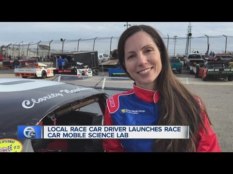 Local race car driver inspires kids with Race Car Mobile Science Lab