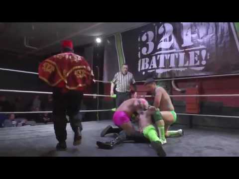 SHOCKING: Jimmy Flame and Mr. Fitness w/ Mgr. Kiwanis Adonis (Free Radicals) take Batboy's mask!