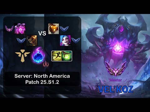 Vel'Koz Support + Akshan vs Bard + Jinx - NA Master - Patch 25.S1.2
