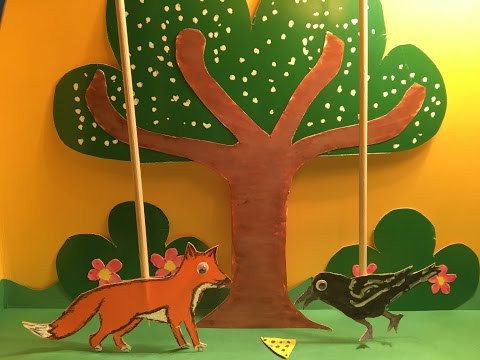 Amazing puppet show - The Fox and the Crow + English subtitles (bedtime stories and  tales for kids)