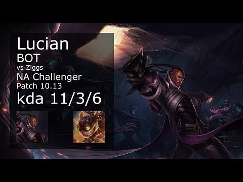 Lucian ADC vs Ziggs - NA Challenger 11/3/6 Patch 10.13 Gameplay