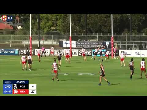 Rd 8 SANFL Snapshot - Port's Mitch Georgiades soccers out of mid-air