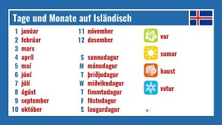 Tage und Monate auf Isländisch