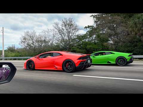 SUPERCARS BLASTING to Supercar Saturdays Florida - Huracan STO, Aventador SVJ, McLaren 720S