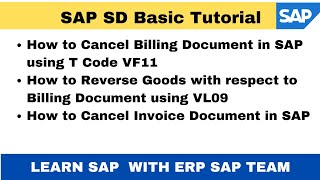 VF11- Cancel Billing Document in SAP I  Cancel Invoice Document in SAP I VL09- Reverse Goods in SAP