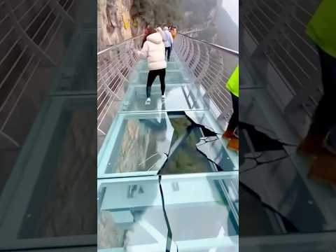 Glass Bridge Cracks Under Feet! 😱 Tourists Step on Shattered Glass #DangerousSpot #ViralFail