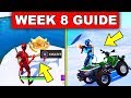 Fortnite WEEK 8 CHALLENGES GUIDE! – Search Between A Mysterious Hatch, Deal Damage Riding A Vehicle