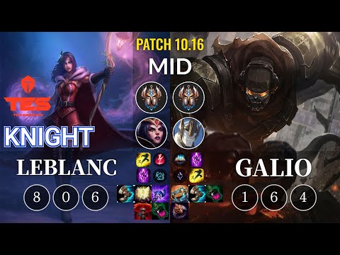 TES knight LeBlanc vs Galio Mid - KR Patch 10.16