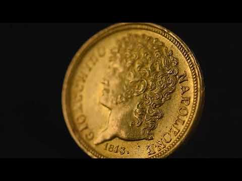 Moneta, DEPARTAMENTY WŁOSKIE, NAPLES, Joachim Murat, 20 Lire, 1813, AU(50-53)
