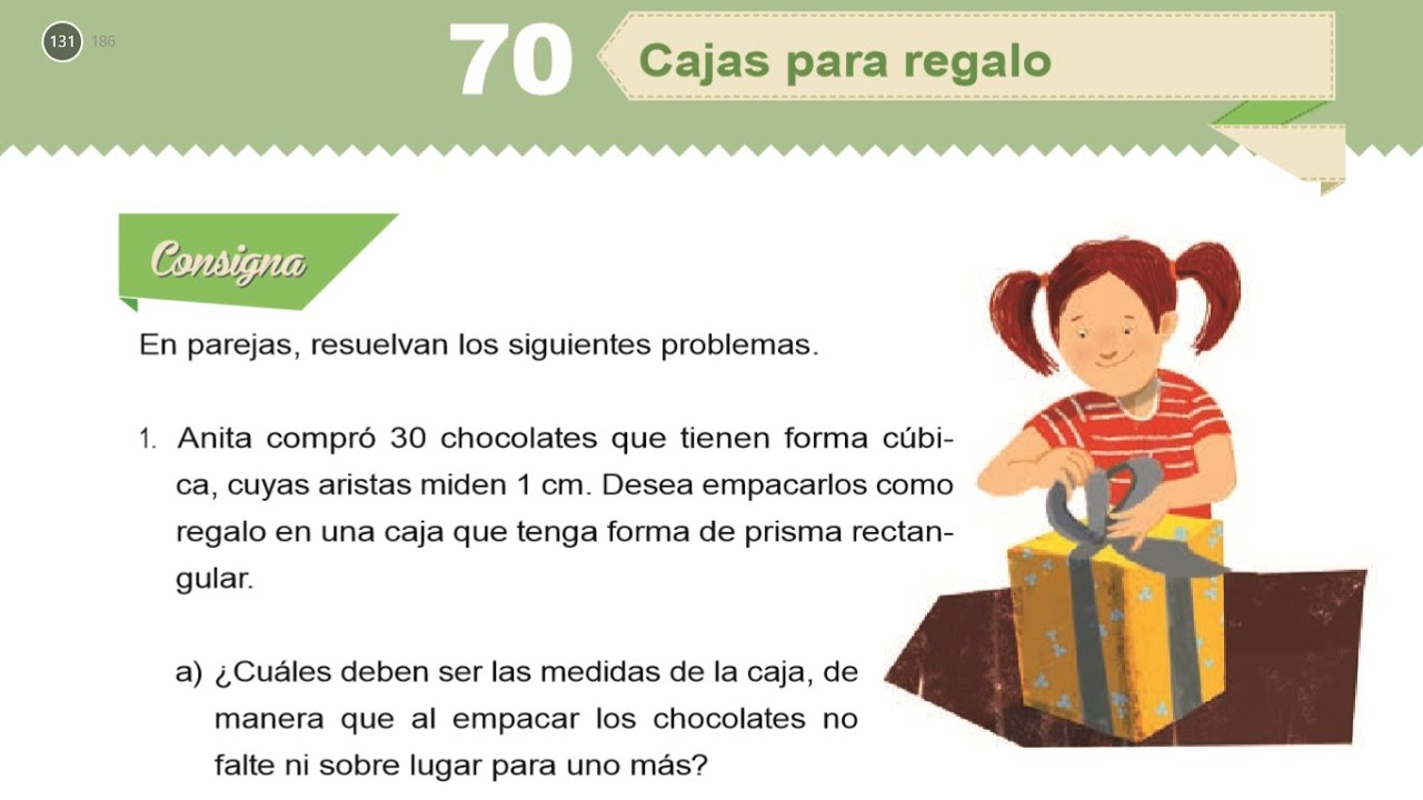 Desafíos matemáticos Sexto año Página 129 Desafío 70 Cajas para regalo
