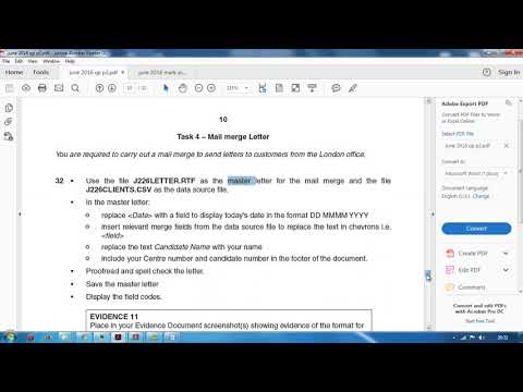 CIE ICT Past papers Mail merge 2016