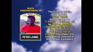 Peter Lionel ~ Short Obituary