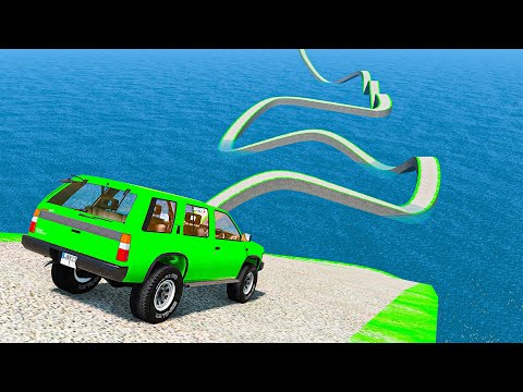 Impossible Snake Shape and Wave Bridge Crossing Cars Vs Deep Water - BeamNG.Drive