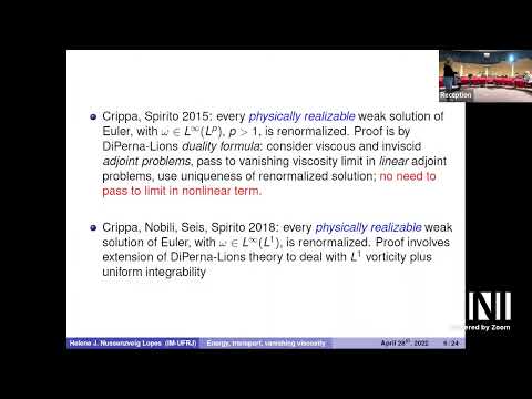 TUR | Prof. Helena Judith Nussenzveig Lopes | Conservation of energy, weak transport  Lecture 3