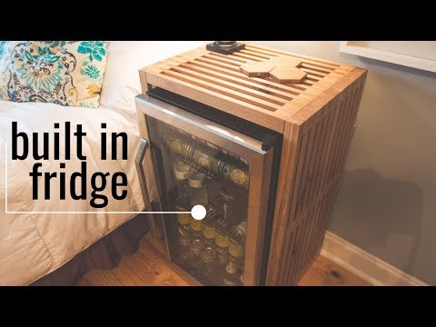 Bedside table hidden mini fridge  Mini fridge in bedroom, Mini
