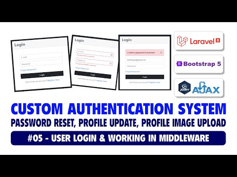 05 Custom Authentication System Using Laravel 8 Bootstrap 5 Ajax | User Login Middleware