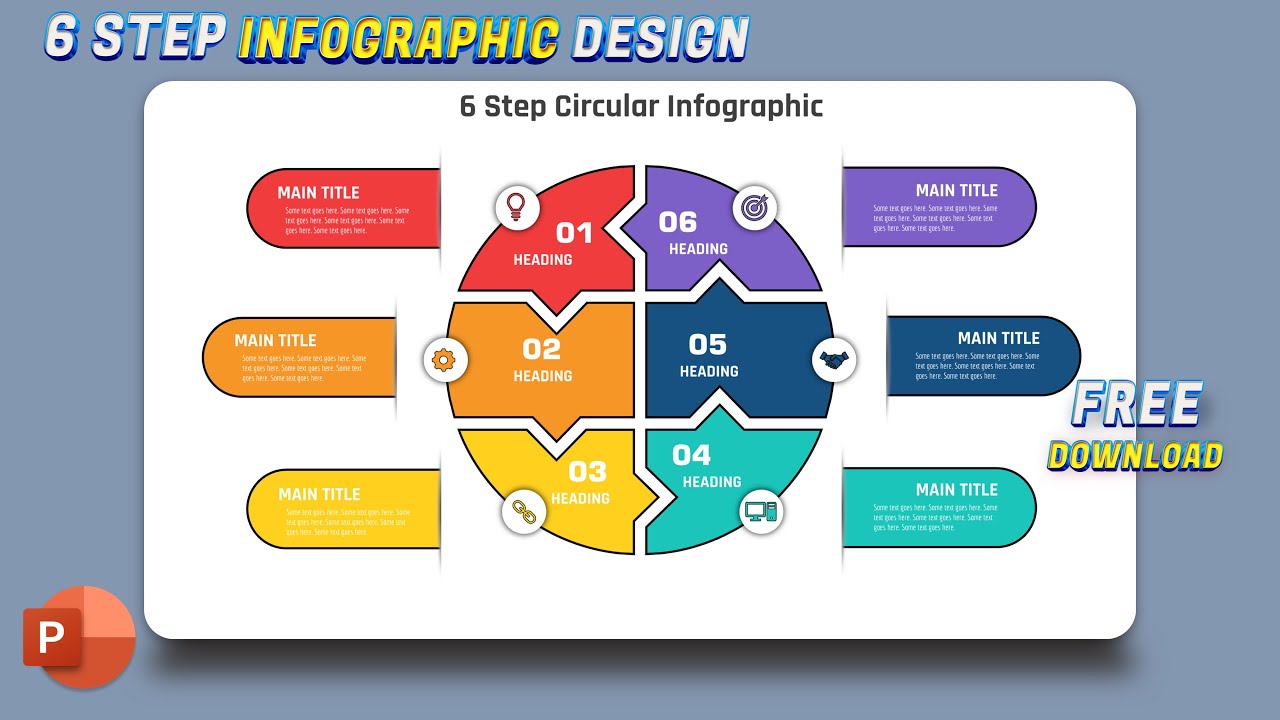 64.Infographic PowerPoint - 6 Step Circular Line Presentation | PPT download