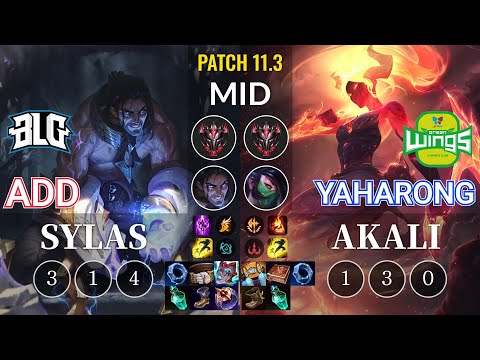 BLG ADD Sylas vs JAG Yaharong Akali Mid - KR Patch 11.3