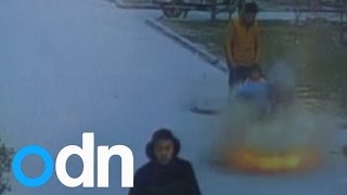Boy throws lit firecracker into manhole causing explosion