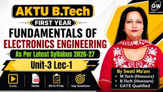 Unit-3 Lec-1 Fundamentals of Electronics Engg AKTU B.Tech First Year I By By Swati Ma'am I