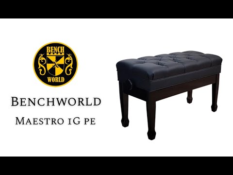 MAESTRO 1G PE by Benchworld - Duet Premium Adjustable Piano Bench with Storage in Polished Ebony