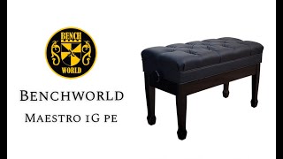 MAESTRO 1G PE by Benchworld - Duet Premium Adjustable Piano Bench with Storage in Polished Ebony