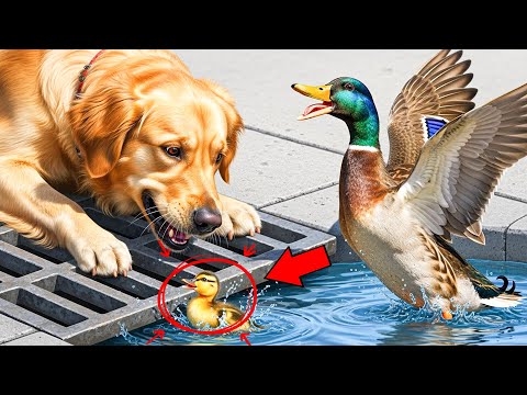 COMPLET Quand un chien implore de l'aide pour sauver des canetons – Sauvetage de canetons coincés...