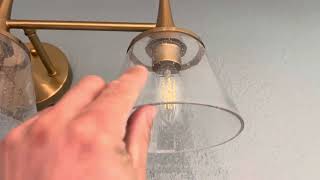 LNC Quoridan 22.4-in 3-Light Brushed Gold Vanity Light. #Lowes #vanitylight