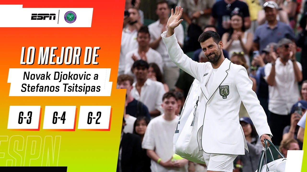 INTERMINABLE: TRIUNFO EN SETS CORRIDOS DE DJOKOVIC CONTRA TSITSIPAS EN WIMBLEDON | RESUMEN