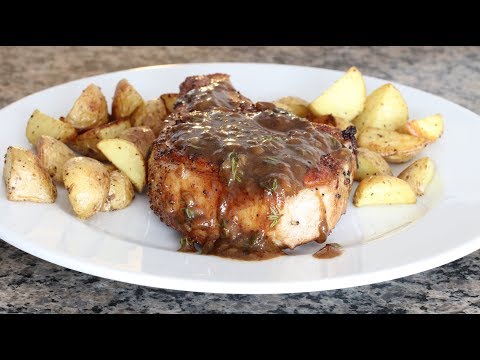 Bone In Pork Chop With Dijon Mustard Sauce With Fresh Thyme - Cast Iron Skillet Recipe