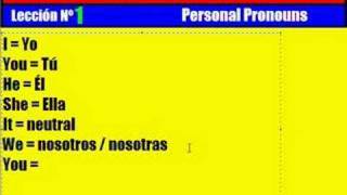 Spanish Lesson # 1. Personal Pronouns